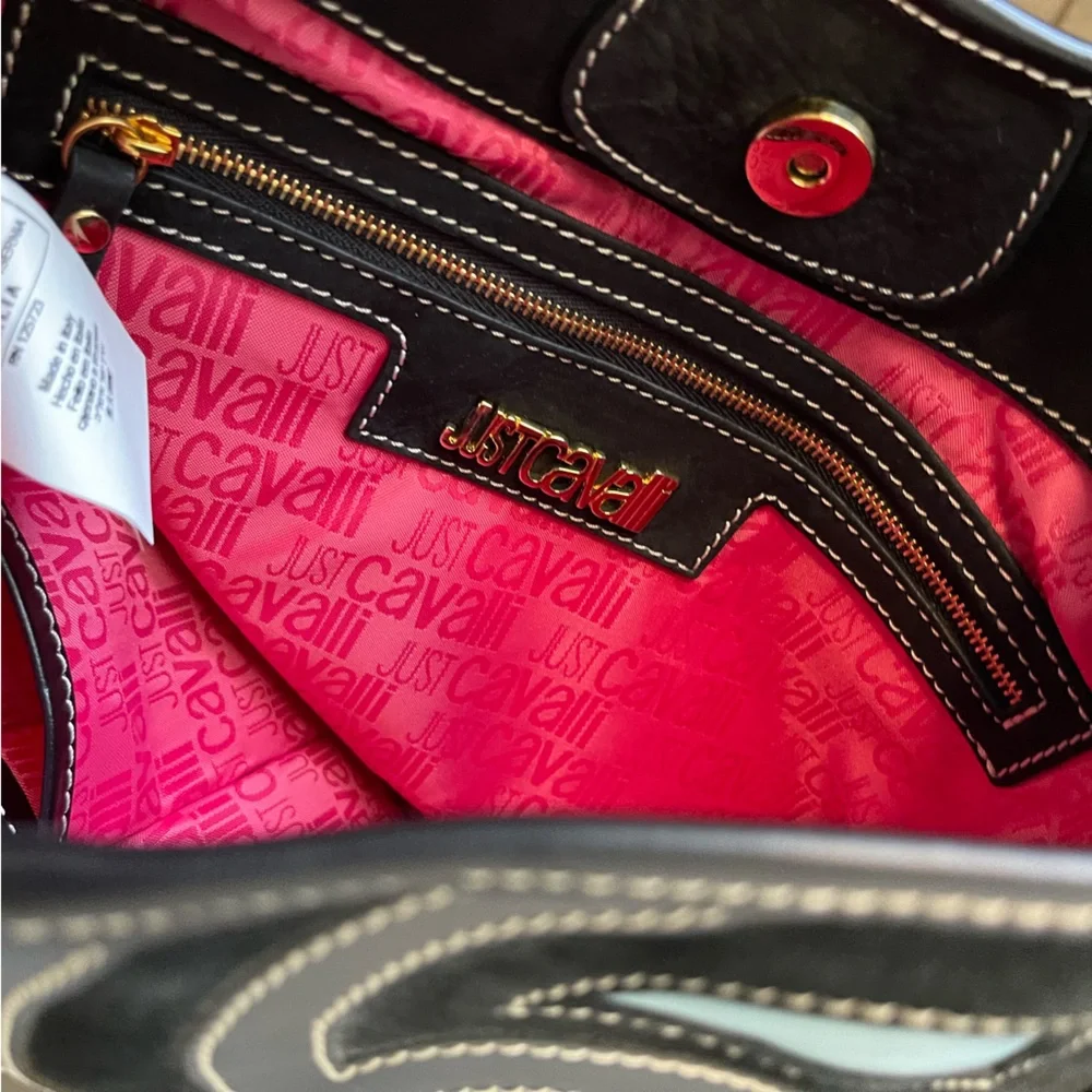 NWOT Just Cavalli - Made in Italy, Black Suede Purse w/ Pink Tassel - Picture 9 of 17